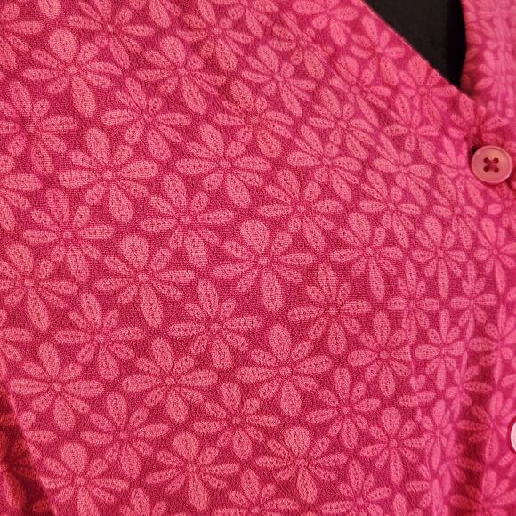 ANN TAYLOR Stamped Puff Sleeve Tie Front Blouse, Size Small Petite - Picture 8 of 13